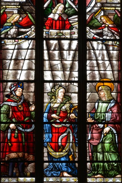 O profeta Daniel, Sibylle Cimmerienne e São Mateus Evangelista - Vidro manchado da capela Saint Louis, Arnaud de Moles (1470-1520) concluído em 1513 - Cathedrale Sainte Marie d