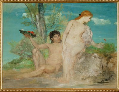 Paar vor einer Baumgruppe - Casal diante de um grupo de árvores ... (pintura sobre tela) de Arnold Böcklin