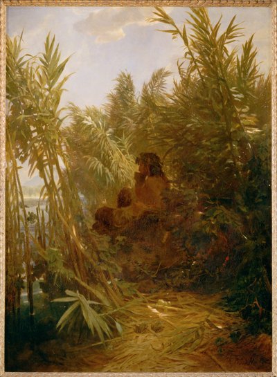 Pan im Schilf - Panela nos canaviais ... (pintura sobre tela) de Arnold Böcklin