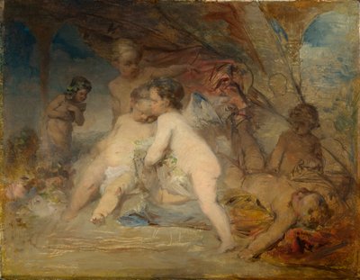 Putti e um jovem Eros em um vale da floresta de Arnold Böcklin