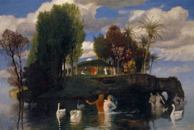 A Ilha dos Vivos, 1888 (óleo sobre madeira de mogno) de Arnold Böcklin