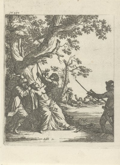 Tortura de uma mulher seminua de Arnold Houbraken