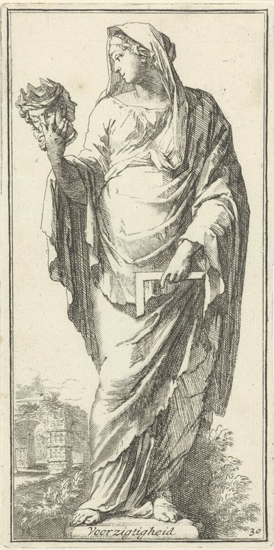 Personificação da cautela Cuidado (título no objeto) Quarenta e uma peças, várias estátuas de Sinne (título da série) de Arnold Houbraken