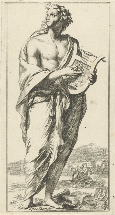 Personificação da música Reproduzir arte (título no objeto) Quarenta e uma peças, várias estátuas de Sinne (título da série) de Arnold Houbraken