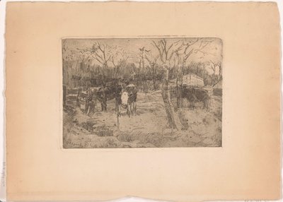 Prado com árvores e vacas de Arnold Koning