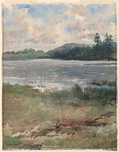 Paisagem à beira do lago de Arnold William Brunner