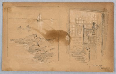 Esboço de paisagem e escada de Arnold William Brunner