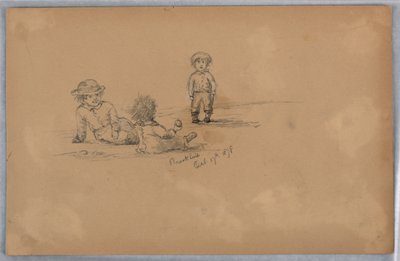 Esboço de três crianças de Arnold William Brunner