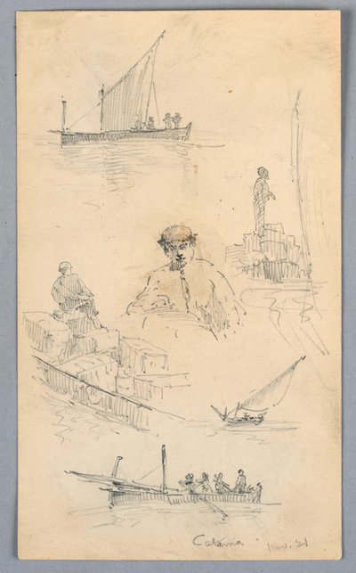 Esboços no porto de Catania de Arnold William Brunner