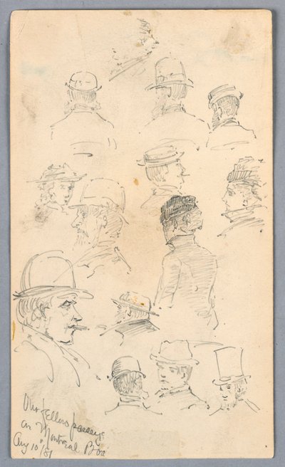 Esboços de pessoas no barco de Montreal de Arnold William Brunner