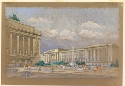 Estudo para o Proposed Music and Arts Center, Nova York, NY de Arnold William Brunner