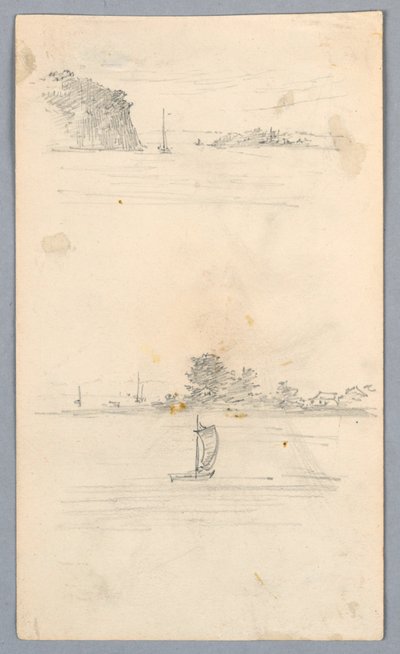 Dois esboços de veleiros navegando de Arnold William Brunner