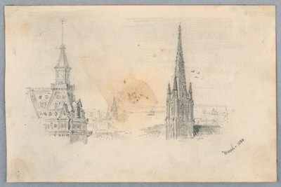 Dois esboços de campanários de Arnold William Brunner
