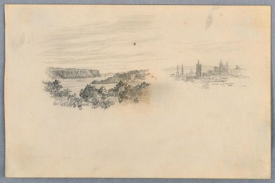 Duas vistas, paisagem e horizonte da cidade de Arnold William Brunner