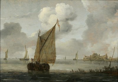Barcos à vela junto à costa de Arnoldus van Anthonissen