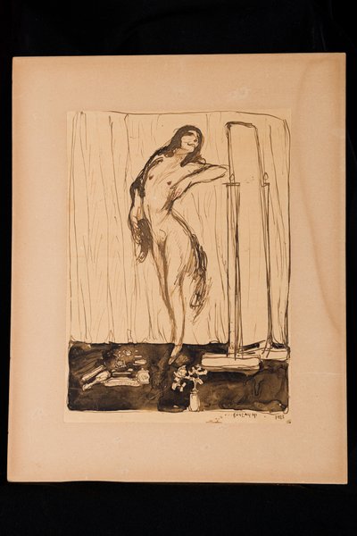 Nu Feminino (suporte misto sobre papel) de Aroldo Bonzagni