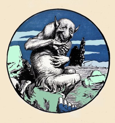 O deus Pan, meio bode mi homem. Ilustração de Arpad Schmidhammer para Jugend de Arpad Schmidhammer
