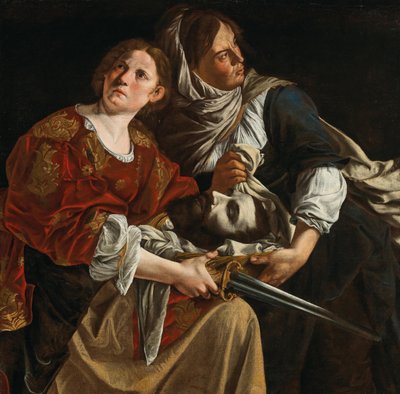 Judite com o Chefe de Holofernes e um servo. de Artemisia Gentileschi