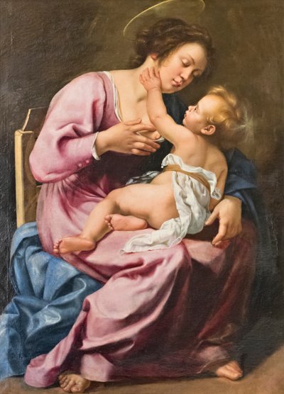 A Madonna a amamentar o bebé Jesus de Artemisia Gentileschi
