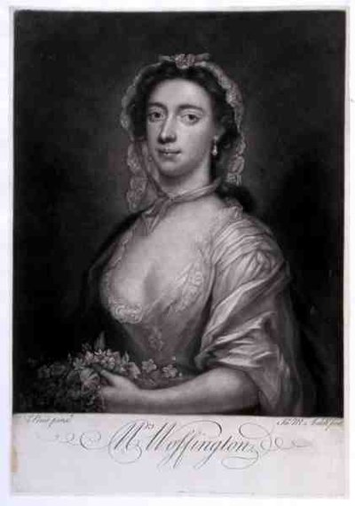 Sra. Woffington, gravada por James McArdell (c.1729-65) (gravura) de Arthur (after) Pond