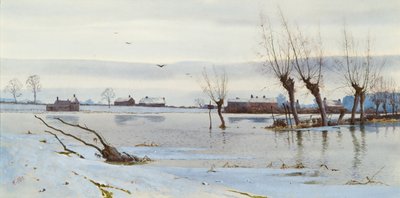 Paisagem de inverno com rio inundado, 1889 (wc) de Arthur Anderson Fraser