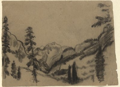 Paisagem de montanha com árvores de abeto de Arthur B. Davies