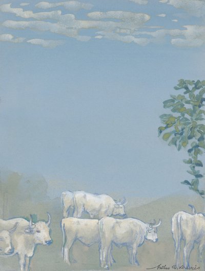 Paisagem com vacas de Arthur Bowen Davies