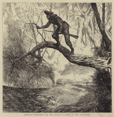 Esboços americanos, no Scout, uma cena no Backwoods de Arthur Boyd Houghton