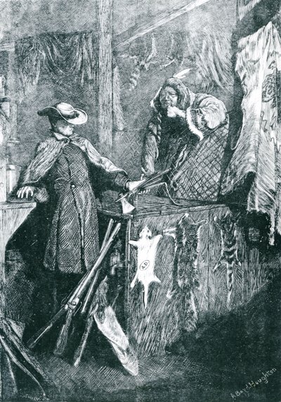 Negociando com os índios nos Estados Ocidentais da América, gravada por Joseph Swain (1820-1909) 1871 de Arthur Boyd Houghton