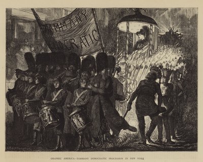 Graphic America, Tammany Procissão Democrática em Nova York de Arthur Boyd Houghton