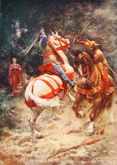 O Cavaleiro do Cisne (cor litho) de Arthur C. (after) Michael
