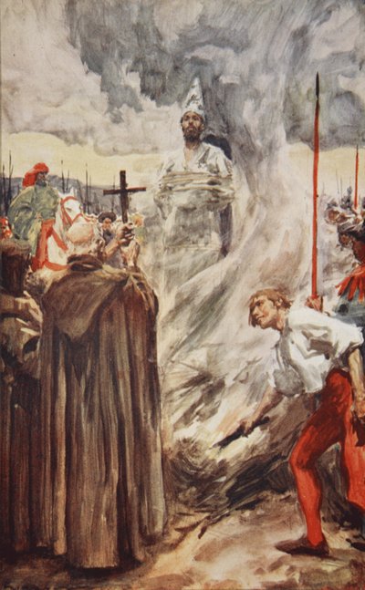 A queima de John Huss a 6 de Julho de 1415, ilustração de 