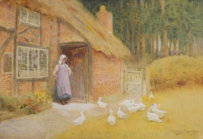 A Rapariga Ganso (aguarela) de Arthur Claude Strachan