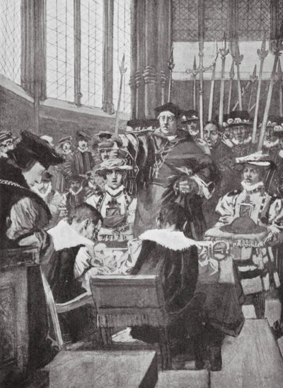 Uma intrusão de Wolsey nos Comuns (litografia) de Arthur David (after) McCormick