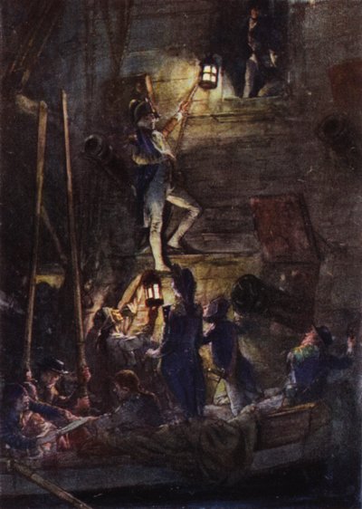 Nelson indo a bordo do Theseus para ter seu braço amputado de Arthur David McCormick