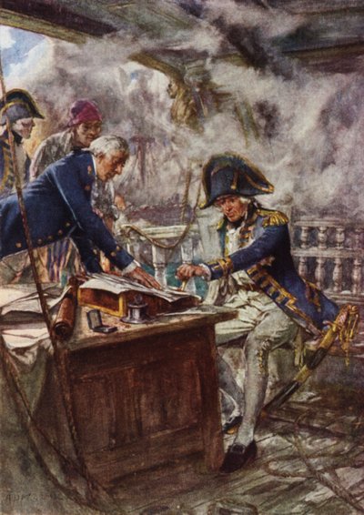 Nelson selando sua carta ao príncipe herdeiro da Dinamarca de Arthur David McCormick