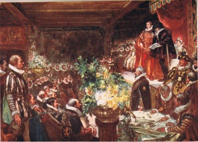 O imperador chegou encostado no ombro de um rapaz alto e bonito, ilustração do Romance of History: Holanda, década de 1920 de Arthur David McCormick