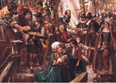Os cais foram alinhados com o povo faminto, ilustração do Romance da História: Holanda, década de 1920 de Arthur David McCormick