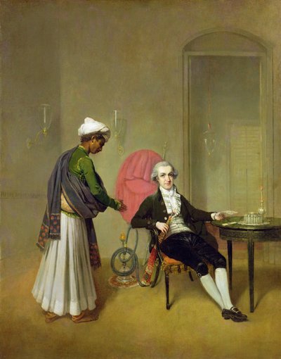 Um cavalheiro, possivelmente William Hickey, e seu servo indiano, c.1785 (óleo sobre tela) de Arthur Devis