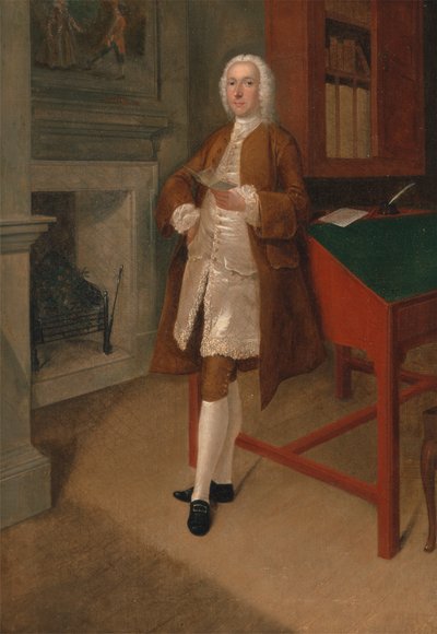 Um homem desconhecido numa biblioteca de Arthur Devis