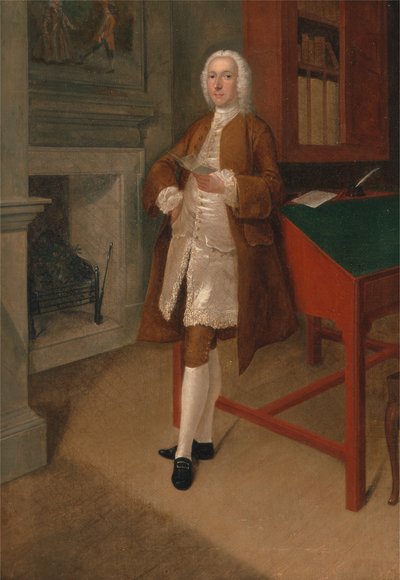 Um homem desconhecido numa biblioteca de Arthur Devis