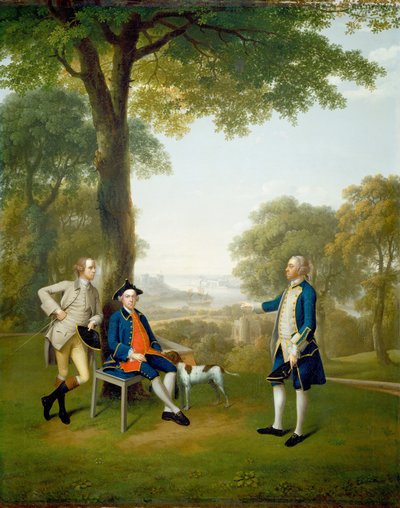 Arthur Holdsworth Conversando com Thomas Taylor e Capitão Stancombe por River Dart, 1757. de Arthur Devis