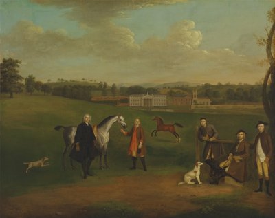 Fuga de Okeover, o Reverendo John Allen e o Capitão Chester em Okeover Hall, Staffordshire de Arthur Devis