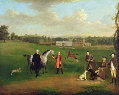 Leak Okeover, Rev. John Allen e Capitão Chester em Okeover Hall, Staffordshire, c. 1785 de Arthur Devis