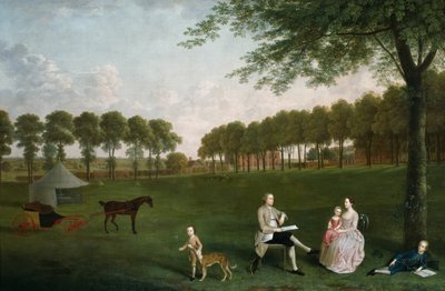 Sir John Shaw e sua família no parque em Eltham Lodge, Kent de Arthur Devis