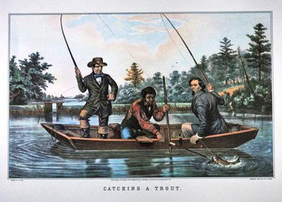 Catching a Trout, publicado por N. Currier de Arthur Fitzwilliam (after) Tait