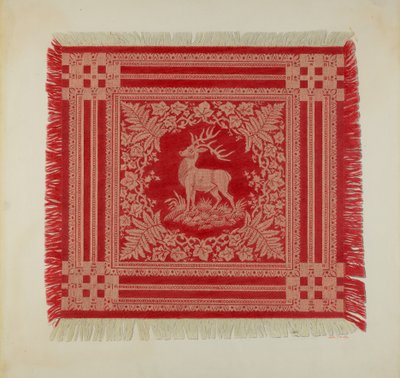 Guardanapo Vermelho e Branco (Design de Veado) de Arthur G. Merkley