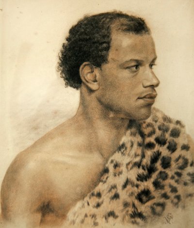 Retrato de um africano (gizes coloridos sobre papel) de Arthur George Walker