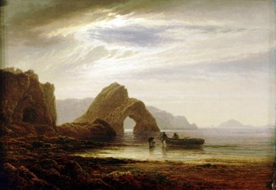 Luar em Giltar Point, perto de Tenby (Inglaterra), visto do sul. Óleo sobre tela, cerca de 1872-1874, de Arthur Gilbert (1819-1885). de Arthur Gilbert
