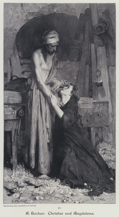 Cristo e a Madalena (gravura) de Arthur Hacker